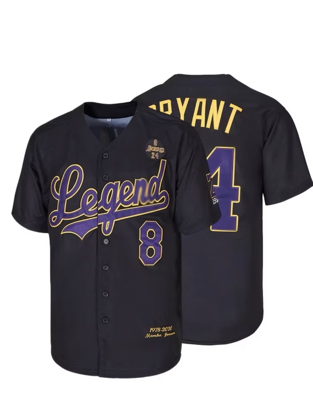Mens Black & Purple 'Legend' Baseball Jersey - Bryant 8